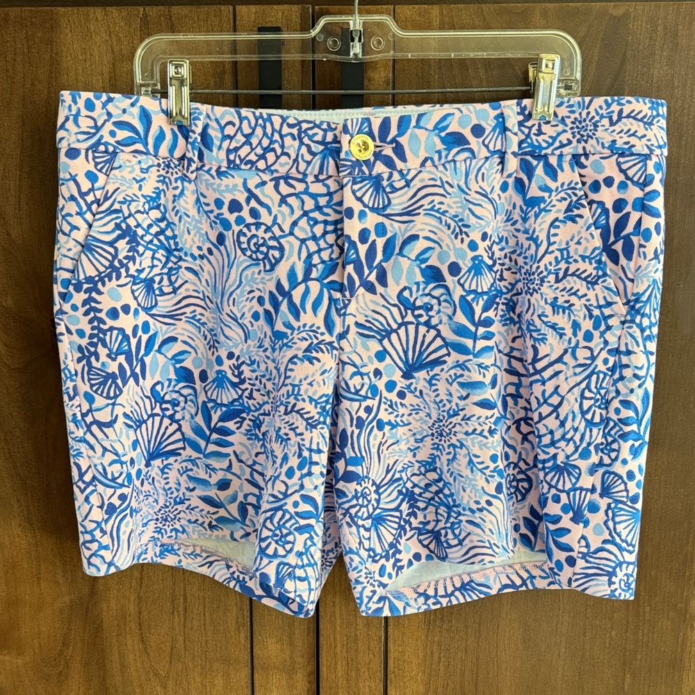 Lilly Pulitzer Pink and Blue Shell Patterned Women's Shorts